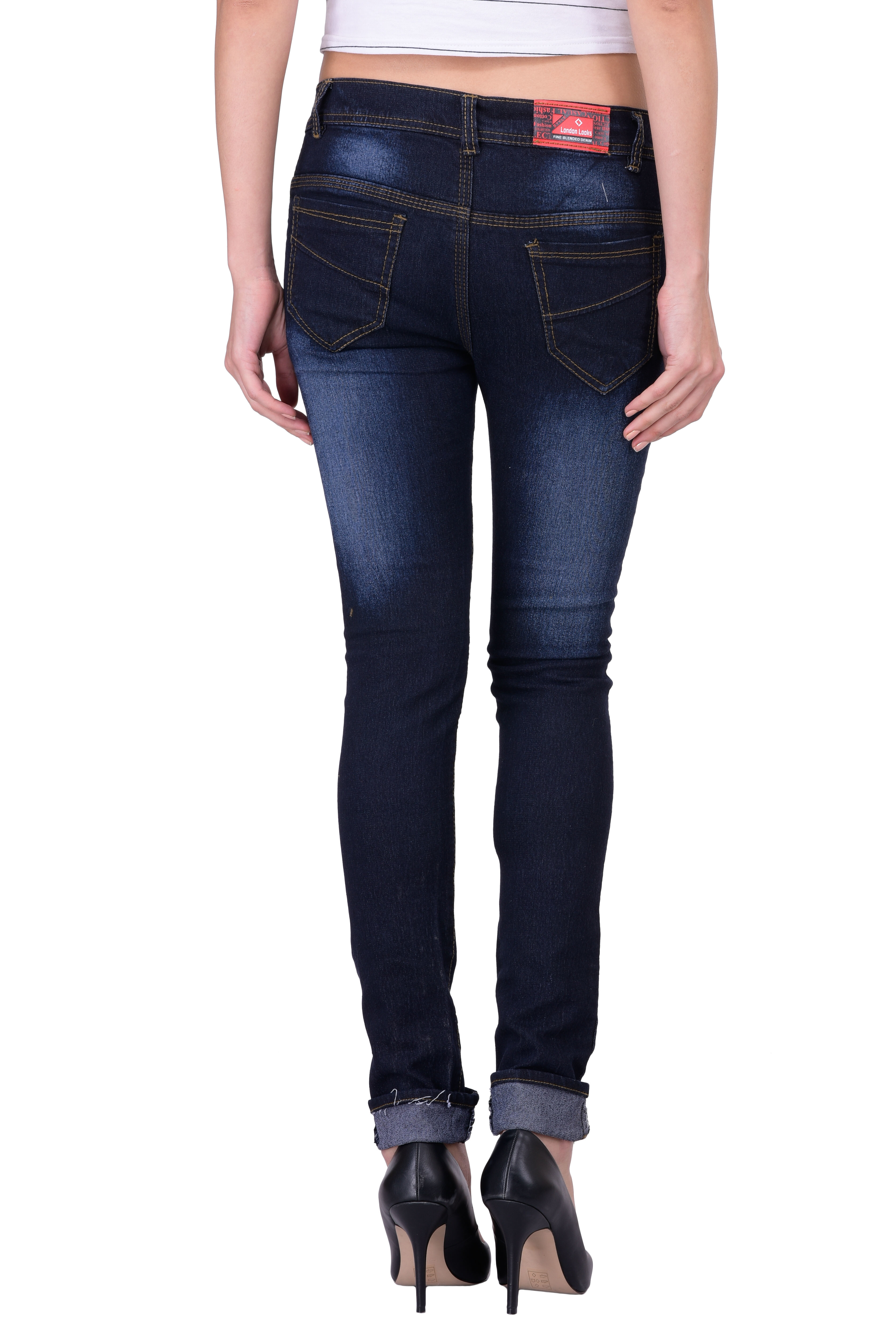 Washable London Looks Black Slim Fit Ladies Jeans