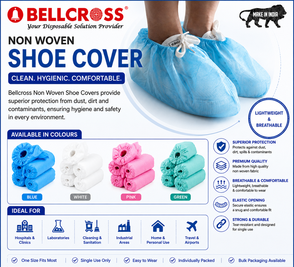 Disposable Shoe Covers - Eco-Friendly Material, Portable Design | For Hospitals and Clinics, Clinically Tested Safety