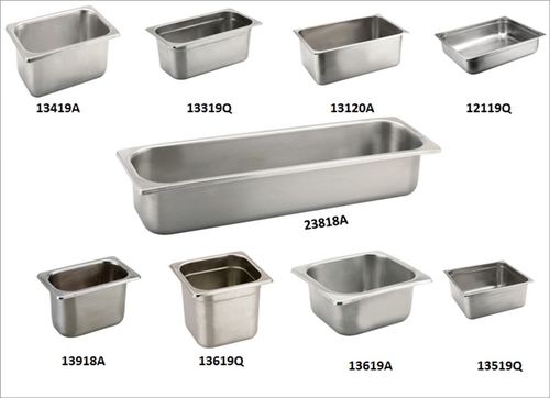 GN पैन स्टेनलेस स्टील, हैवी गेज, 18-8 स्टेन