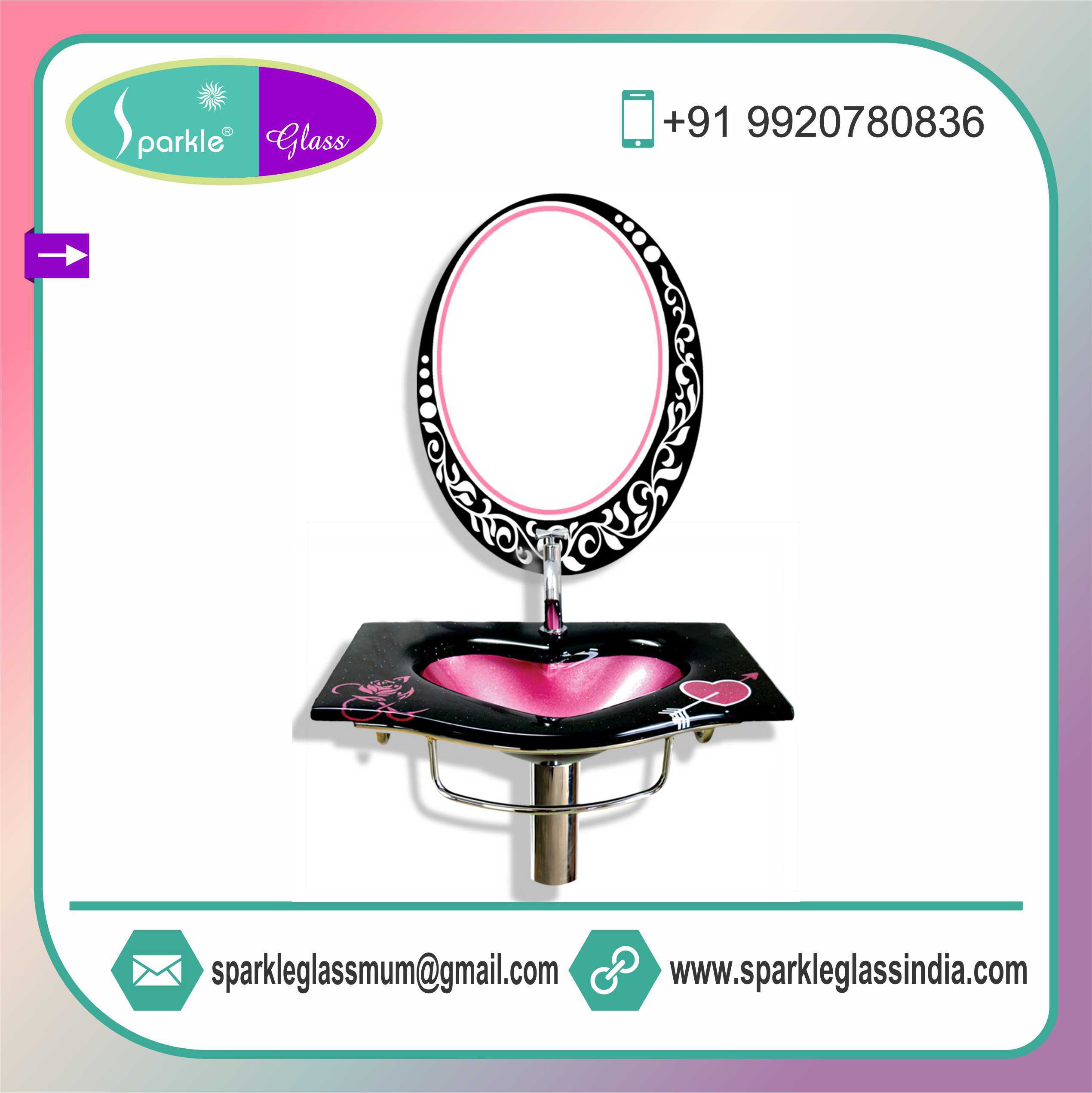 Bathroom Vanities Hart Shape Pink Wash Basin Set