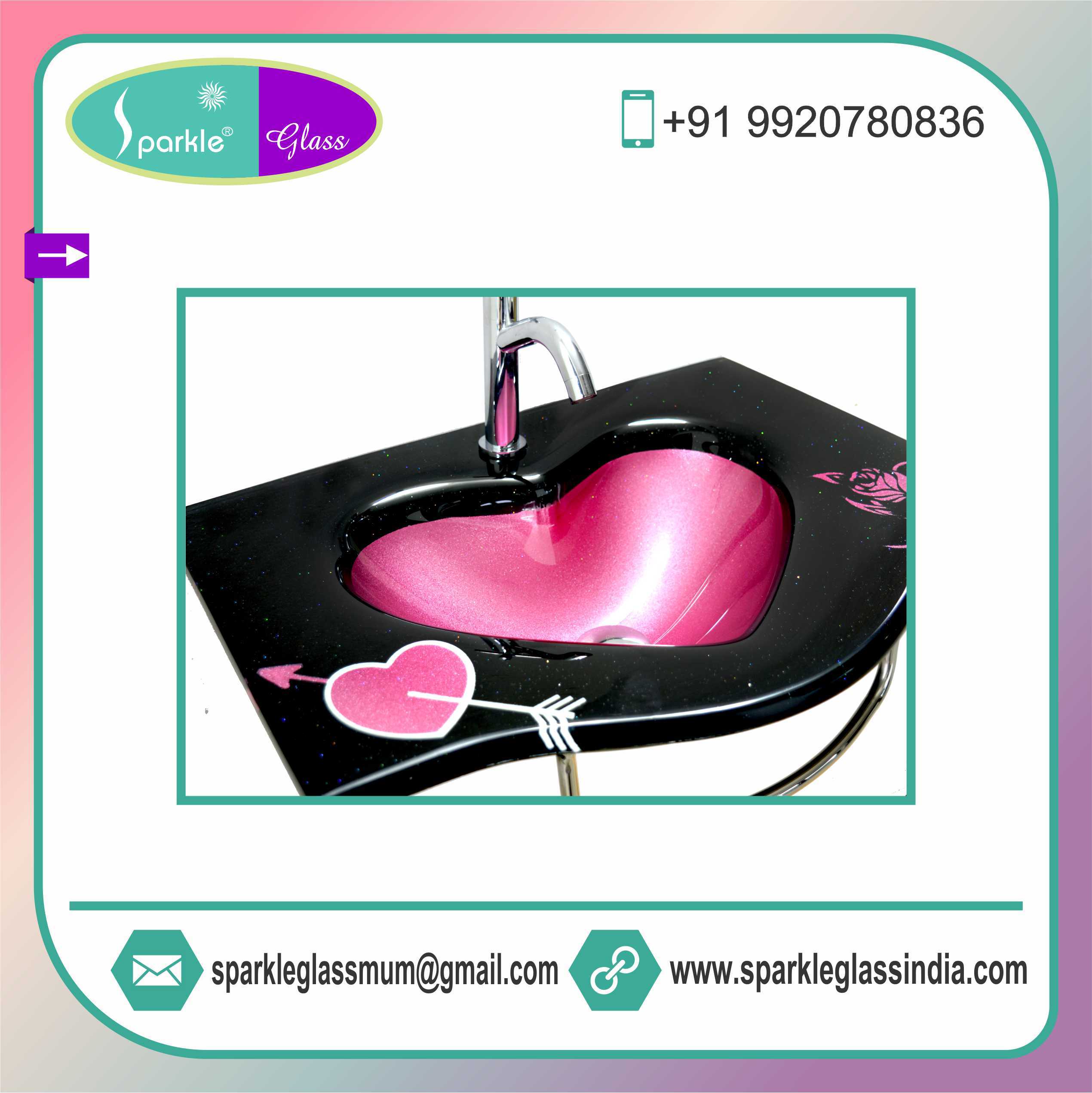 Bathroom Vanities Hart Shape Pink Wash Basin Set