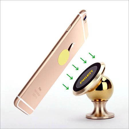 Mobile Holder - Metal, 30-50 Mm, Gold | Compact Design, Durable, Strong Magnet, Stylish Look, Versatile For Showrooms & Home Use