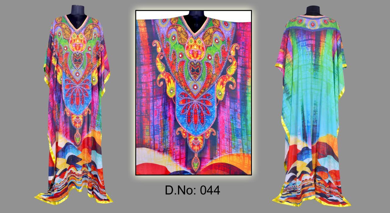 Blue And Mix Digital Printed Kaftan