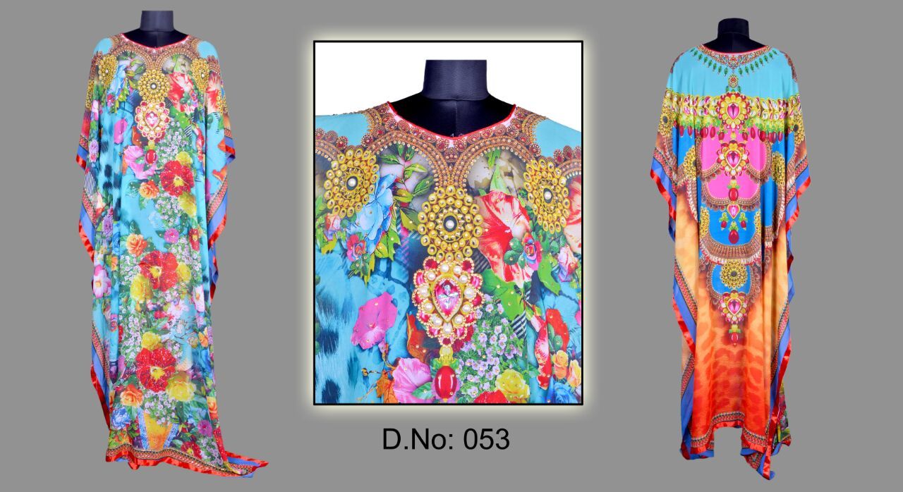 Mix Embroidered Print Kaftan