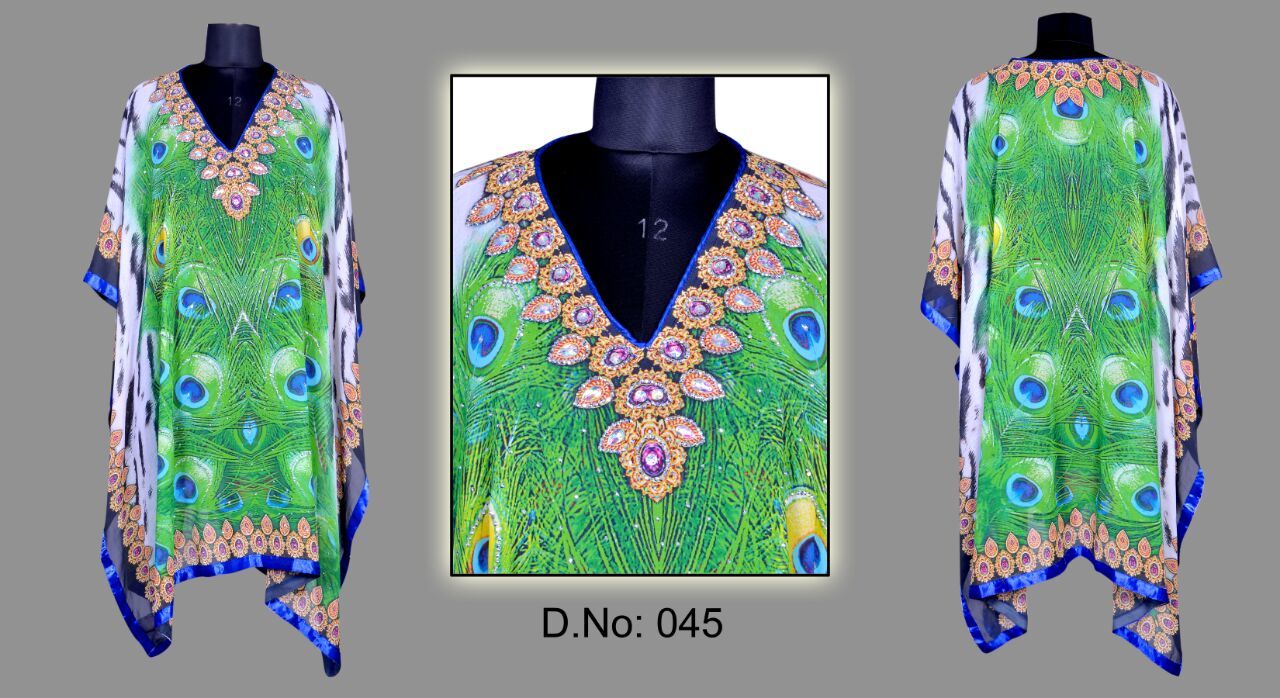 Mix Embroidered Print Kaftan