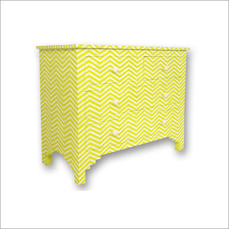 रोम डेकोर बोन इनले 4 ड्रॉअर चेस्ट ज़िगज़ैग