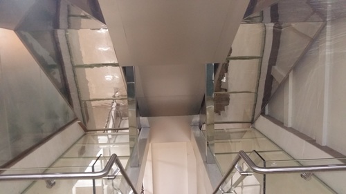 SS Glass Railing - Stainless Steel & Glass, Silver Finish, Modern Style Grills 