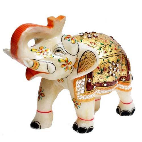 Antique Imitation Gold Painted Meena Elephant