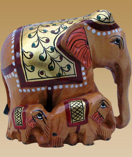 Family Elephant Statue - Antique Imitation Wood Craft | Ideal for Arts and Home Decoration