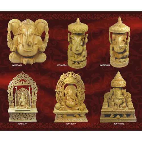 Religious Wood Ganesh Statue