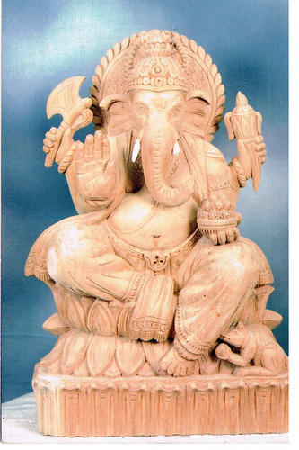 Wood Carved Ganesh Statue