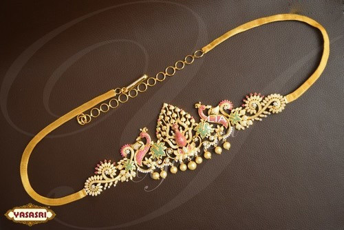 Golden Peacock Flower Design Belt