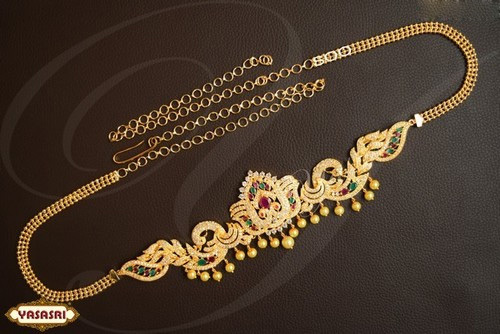 Golden Peacock Flower Design Belt
