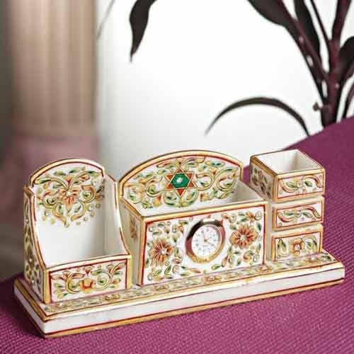 Marble Stand - Antique Imitation White Marble , Craved and Polished Home Decoration Accent