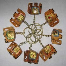 चित्रित हाथी चाभी के छल्ले