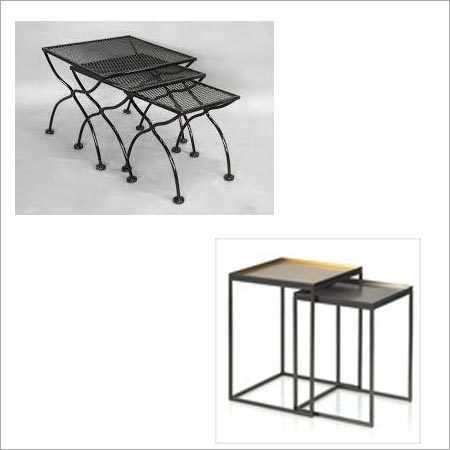 Iron Nesting Tables - Iron & Aluminum With Brass Accents | Beautiful Modern Black Design, Lustrous Finish, Rust Proof Coating, Easy To Move, Stackable