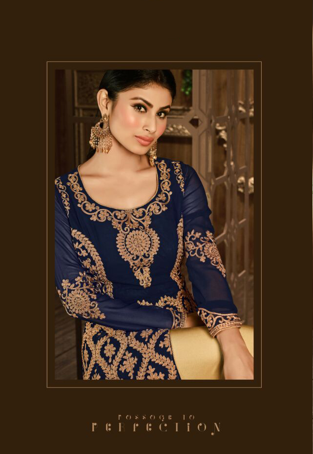 Fancy Lehenga - Faux Georgette Fabric Customized Up To 42" Size Blue Color - Semi-stitched With Dori And Embroidery Work
