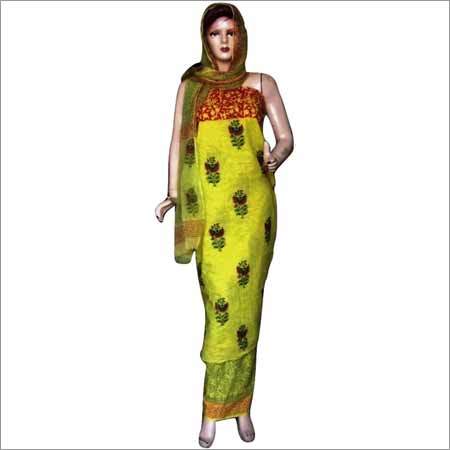 Yellow Block Printed Cotton Suits