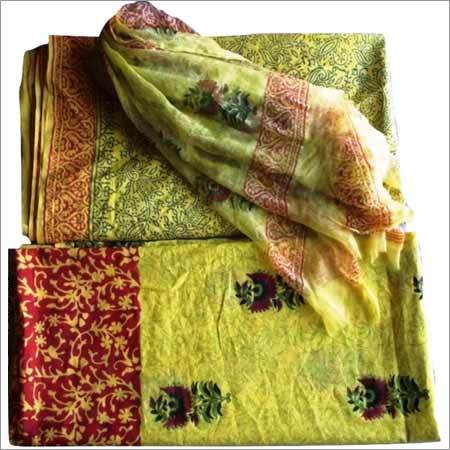 Yellow Block Printed Cotton Suits