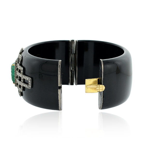 Pave Diamond Gemstone Bakelite Bangle