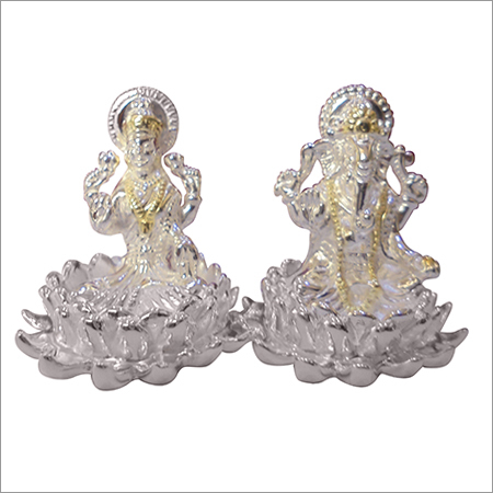 Silver Ganesh Laxmi Idol