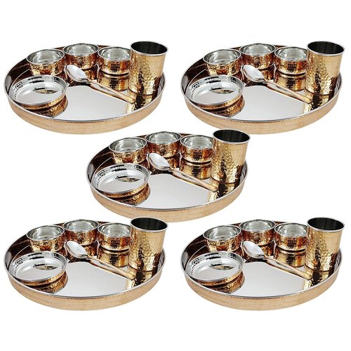 Stainless Steel Copper Traditional thaliset ,Set of 5