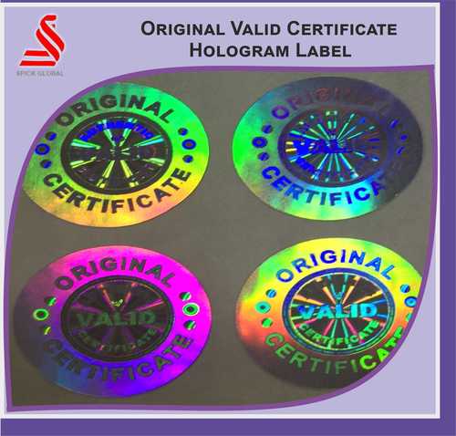 Holographic Certificate Labels - PVC Material, Custom Shape, Transparent Holographic Finish | 3D Sticker, Tamper Evident Label, Adhesive, Custom Design, Standard Thickness