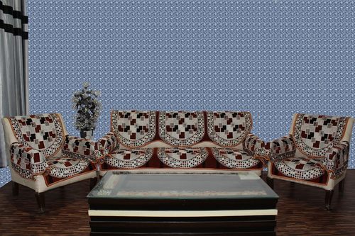Chenille Sofa Cover Destiny Rust - Single Seater 69x59x1 cm, 3 Seater 69x177x1 cm | Superior Chenille Material, Mesmerizing Printed Patterns, Neat Stitching