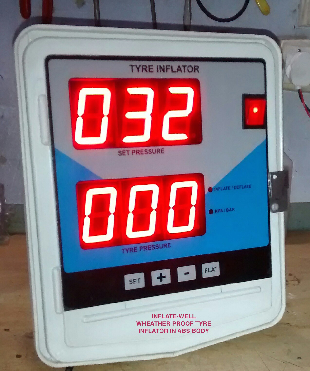 Digital Tyre Inflator - Abs Model , 0-130 Psi Range, 220v Ac Power | Double Display, Auto Logic, Low Maintenance, Easy To Operate