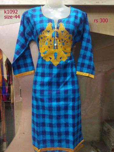 Blue And Yellow Ladies Kurti