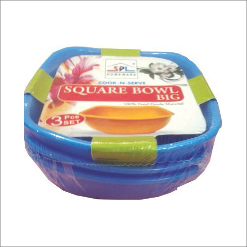 विभिन्न रंग का प्लास्टिक स्क्वायर बाउल बड़ा