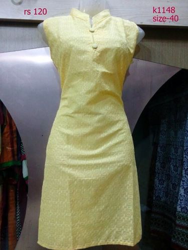 Ladies Kurti - Cotton, L-XXL Size, Yellow | Breathable, No Fade, Washable, Perfect for Casual and Daily Wear
