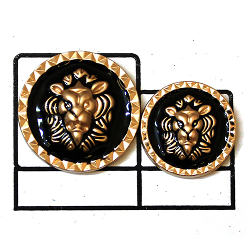 राउंड ब्लैक इनेमल लायन फेस मेटल बटन