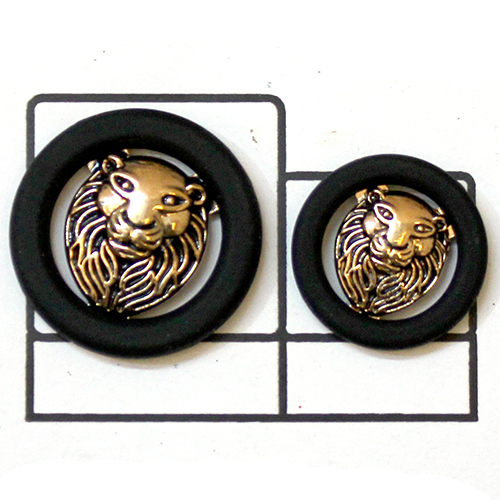 ब्लैक एंड गोल्डन लायन फेस मेटल बटन