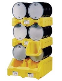 Poly Rack Drum Storage - Metal and Plastic, 8cm Reactor Thickness, 120 Liter Capacity | Efficient Storage for 6 Drums with Enclosed Patented Sump