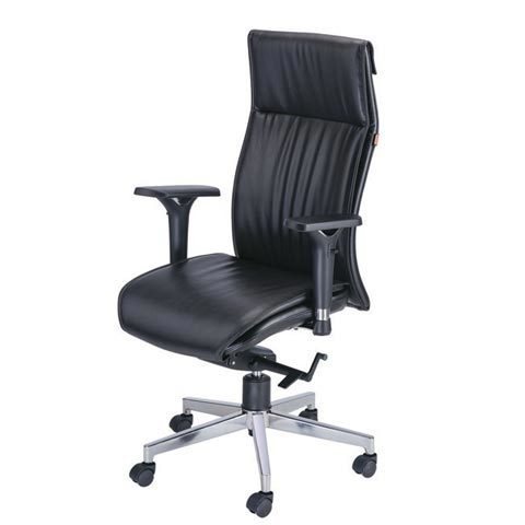 High Back Chair - Leatherette Material, Chrome Plated Accents, Black Color | Eco-friendly, Durable, Easy To Clean, Aesthetically Comfortable