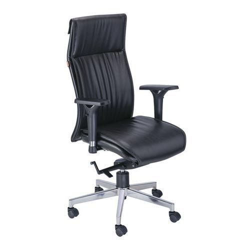 High Back Chair - Leatherette Material, Chrome Plated Accents, Black Color | Eco-friendly, Durable, Easy To Clean, Aesthetically Comfortable