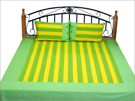 Striped Bedspreads - Cotton, Variable Sizes, Green | Comfortable Sleep, Durable Material, Soft Fabric, Striped Design, Stylish Look