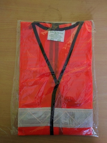 Reflective Jacket - Polyester, Sizes S,M,L,XL, Color Orange, High Reflectivity | Ideal for Fire Safety, Manufacturing Units, Hook and Loop Closure