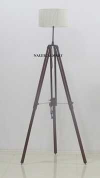 Nautical Marine Antique Tripod Search Light Floor Lamp With White Shade Home Decor