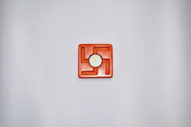 Swastik Candle Holder - Colored Cement, 10cm X 10cm X 2.5cm | Handmade, Unique Variations, Eco-friendly, Modern Arts Design, Ideal For Gifting