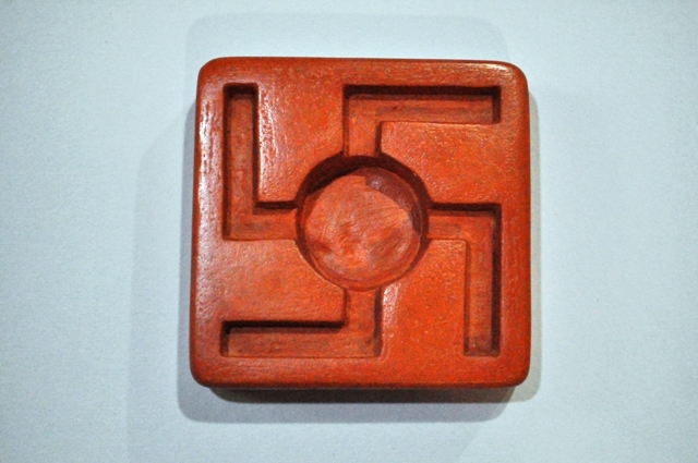 Swastik Candle Holder - Colored Cement, 10cm X 10cm X 2.5cm | Handmade, Unique Variations, Eco-friendly, Modern Arts Design, Ideal For Gifting