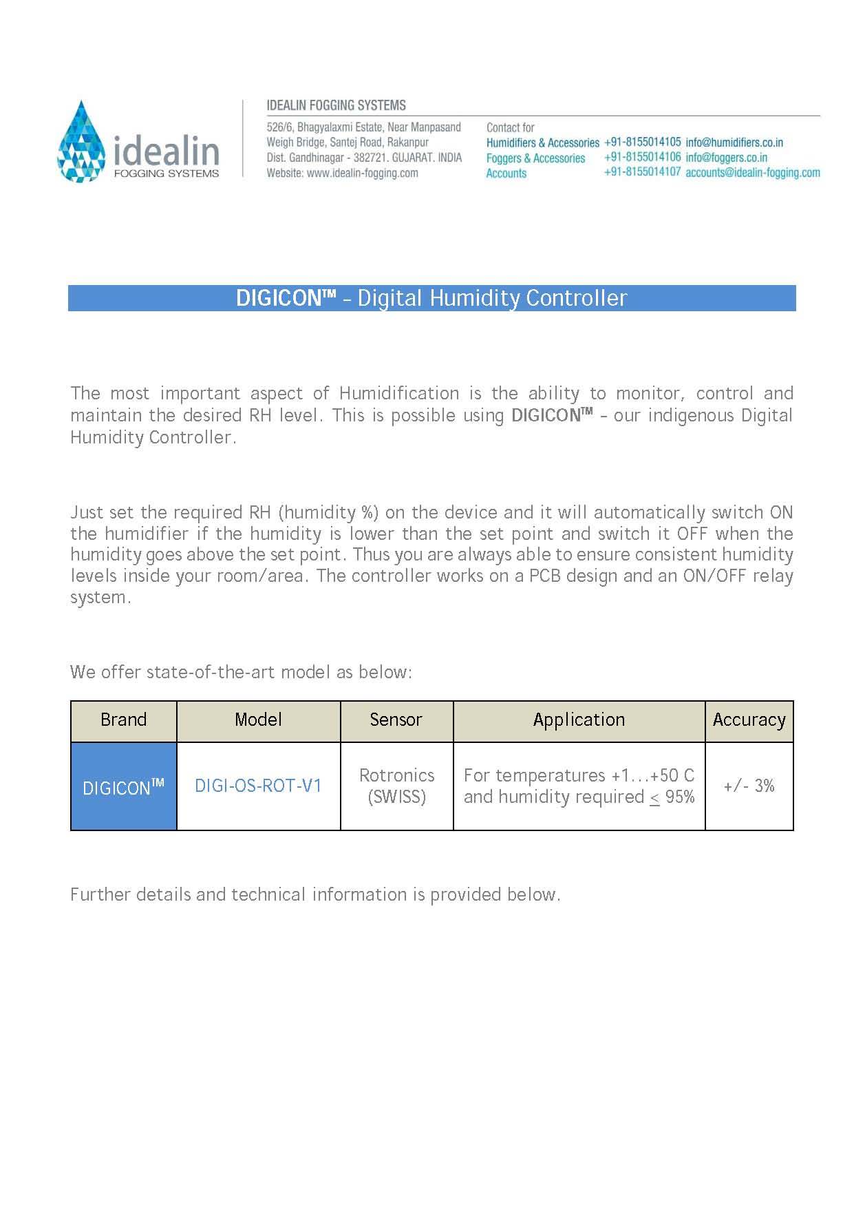 Digital Humidity Controller Without Temp Indicator