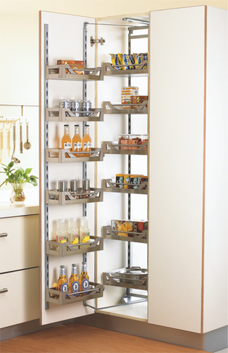 Mochen Sparkle Pantry - Stainless Steel, 450Mm Single Pull Out Unit With 12 Baskets | 100 Kgs Capacity, Anti Scratch Base, Heavy Duty Runners, Soft Closing Mechanism