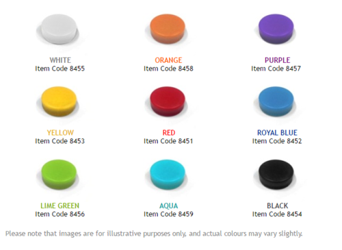Coloured Button Magnets - Ferrite Rubber Magnets 30mm x 10mm , Safe For Children, Assorted Colors For Organising Work And Home