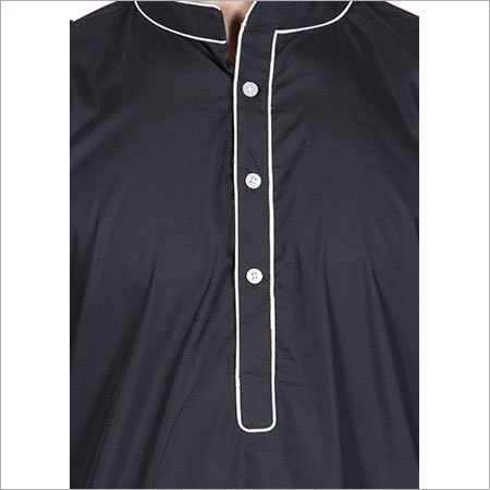 मेन्स ब्लैक कॉटन कुर्ता