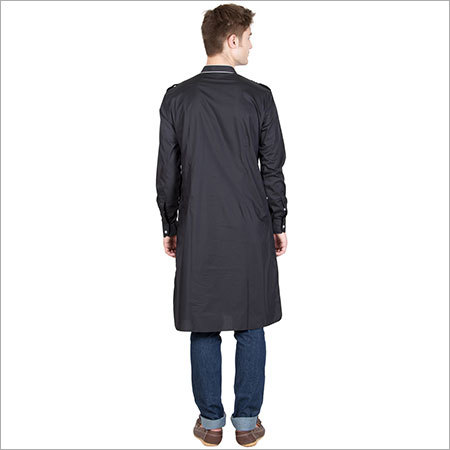 मेन्स ब्लैक कॉटन कुर्ता