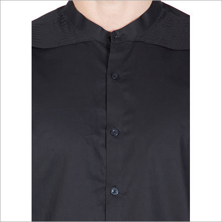 Men's Full Sleeve Plaid Black Shirt - Cotton Poplin Material | Stylish Plain Design