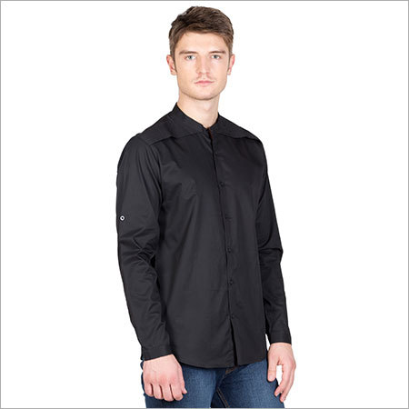 Men's Full Sleeve Plaid Black Shirt - Cotton Poplin Material | Stylish Plain Design