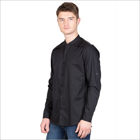 Men's Full Sleeve Plaid Black Shirt - Cotton Poplin Material | Stylish Plain Design